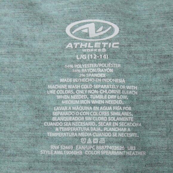 Athletic Works Women's Green Sleeveless Scoop-Neck Ruched Sides T-Shirt Size L - Picture 7 of 7